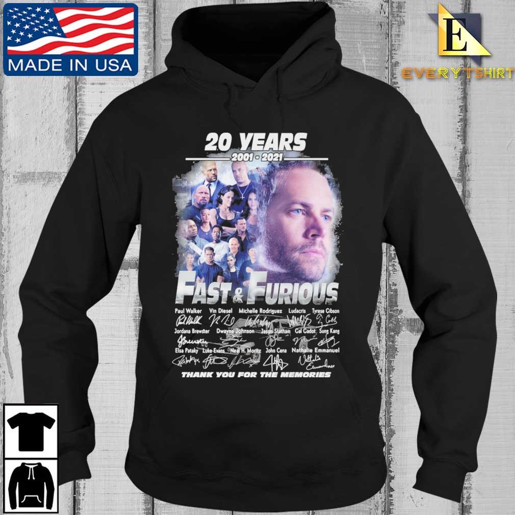Fast And Furious Characters 20 Years 2001-2021 Thank You For The Memories Signatures Shirt Every Hoodie den