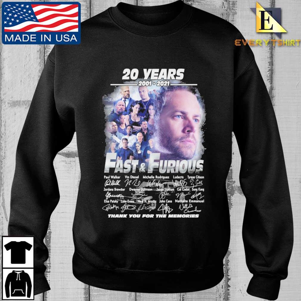 Fast And Furious Characters 20 Years 2001-2021 Thank You For The Memories Signatures Shirt