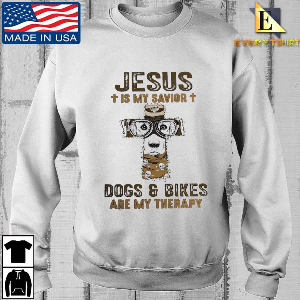 Jesus Is My Savior Dogs And Bikes Are My Therapy Shirt