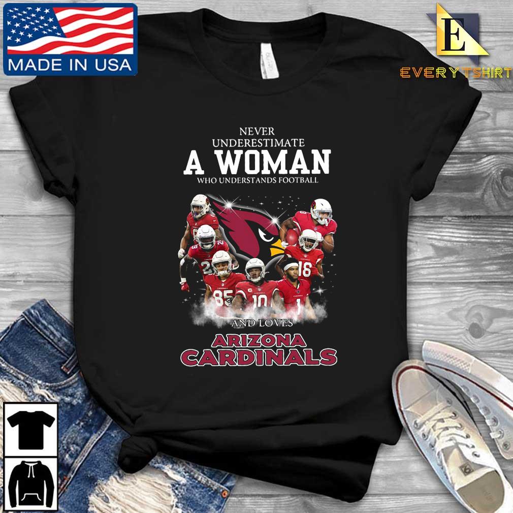 Official Never underestimate a woman who understands football and loves Arizona  Cardinals signatures shirt, hoodie, sweater, long sleeve and tank top