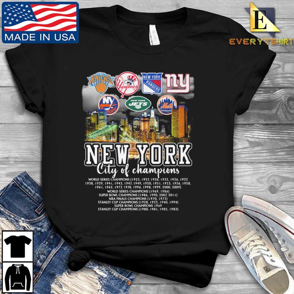 Official New york giants new york yankees new york rangers new york knicks  new york jets new york mets new york city 2023 logo shirt, hoodie, sweater,  long sleeve and tank top