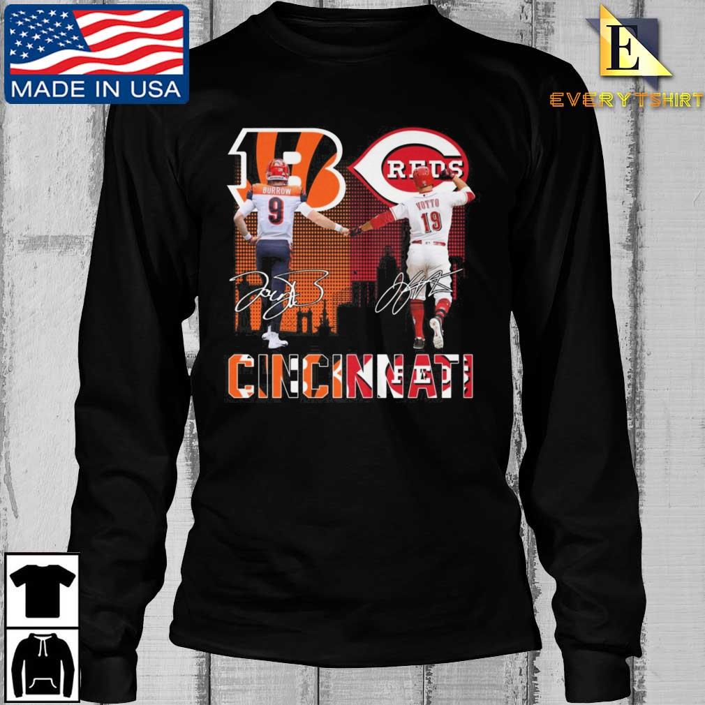 Design cincinnatI bengals vs cincinnatI reds Joe burrow wallpaper joey  votto city signatures Shirt, hoodie, sweater, long sleeve and tank top