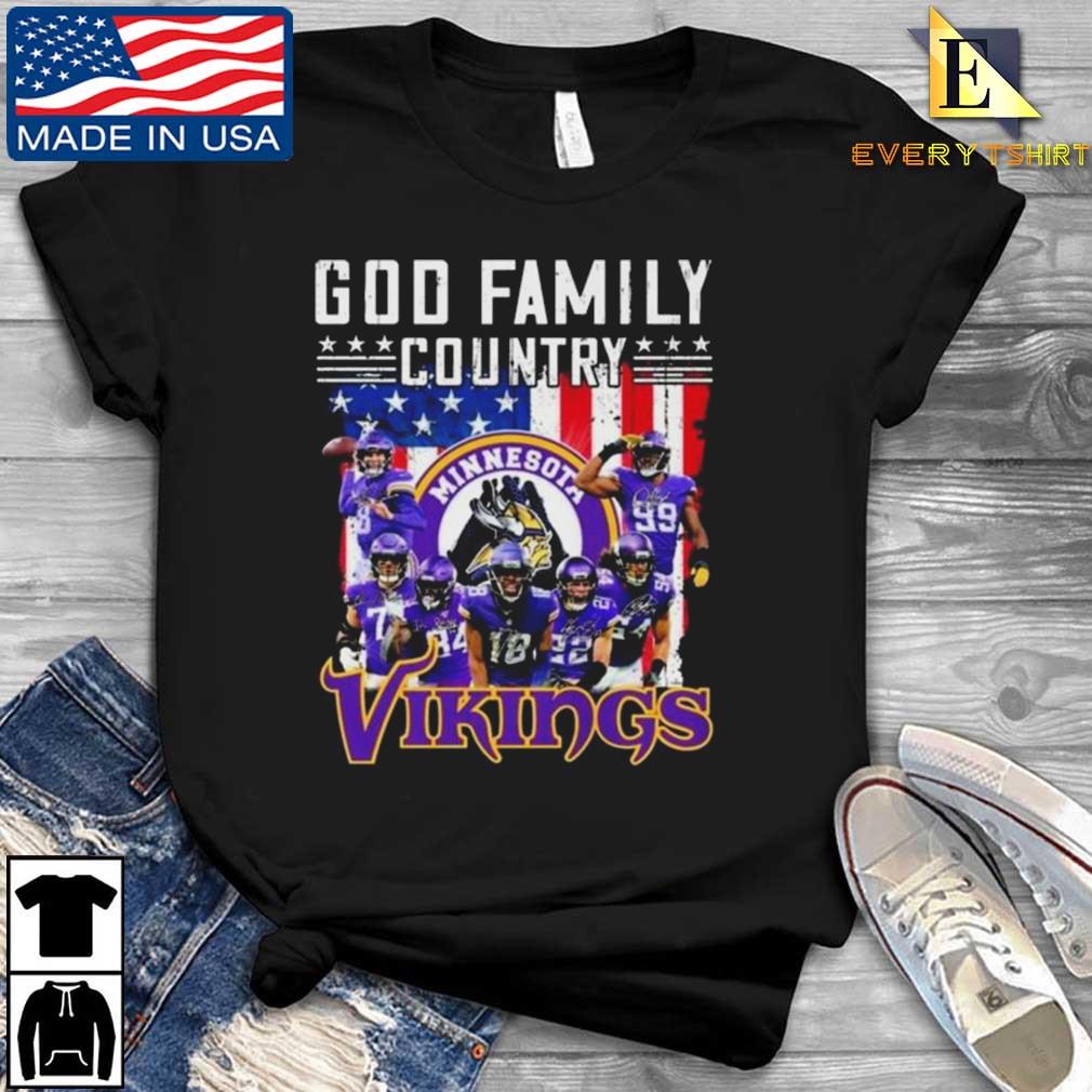 God Family Country Minnesota Vikings American Flag Signatures Shirt