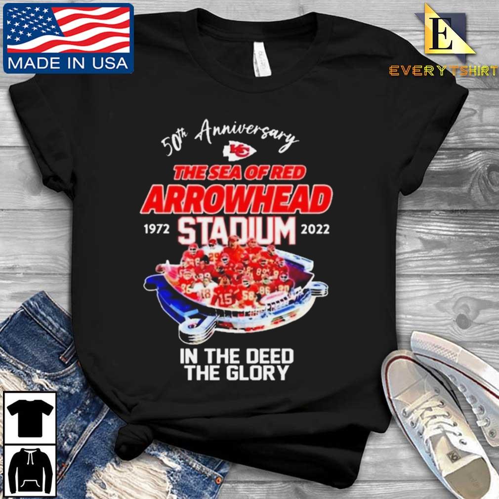 Kansas city Chiefs 50th anniversary at arrowhead stadium 1972 2022 the sea  of red shirt, hoodie, longsleeve tee, sweater