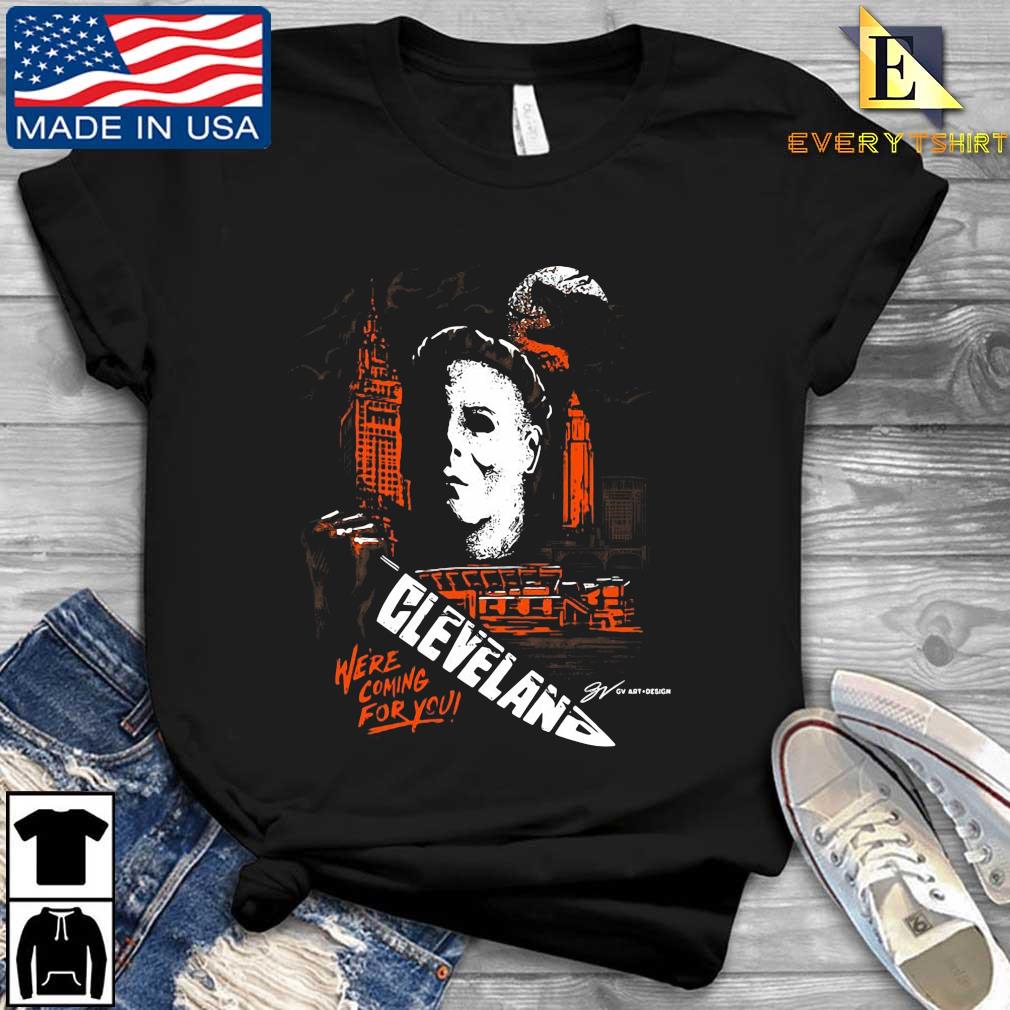 Michael Myers Cleveland Football Knife We're Coming For You Halloween Shirt
