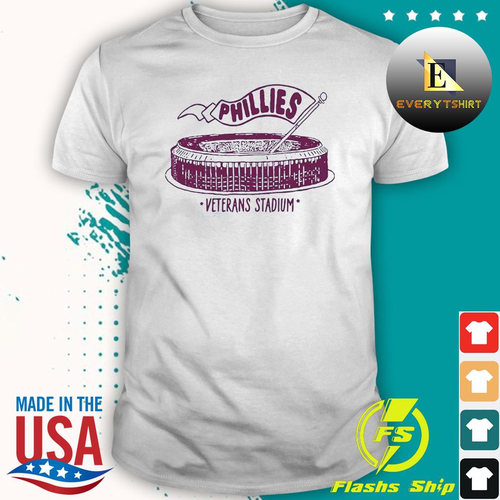 Phillies Veterans Stadium T-Shirt from Homage. | Light Blue | Vintage Apparel from Homage.