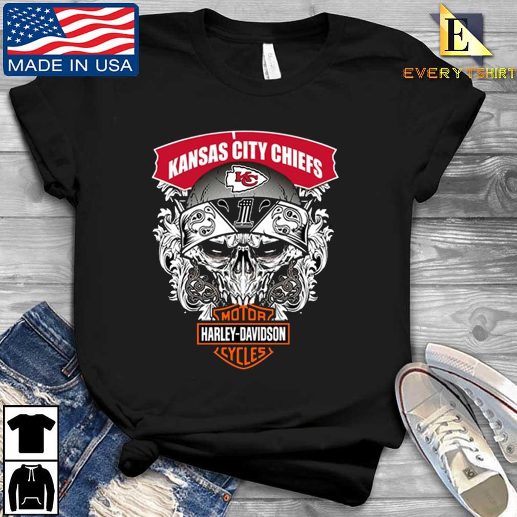 Skull Kansas City Chiefs NFL Motorcycles Harley-Davidson shirt