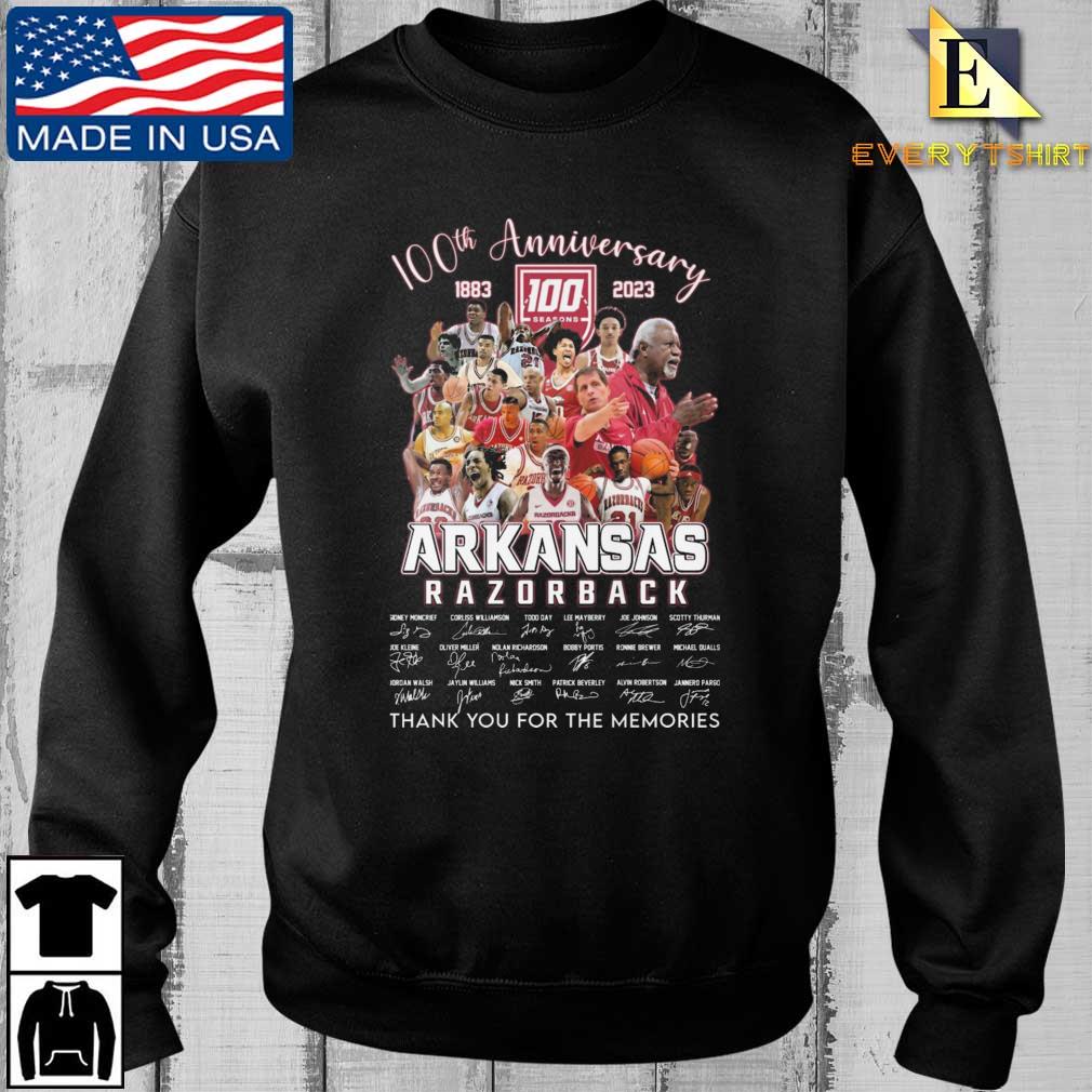 Arkansas Razorback 100th Anniversary 1883-2023 Thank You For The Memories Signatures shirt