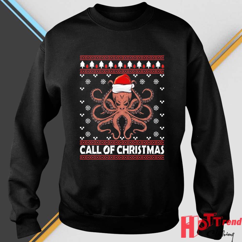 Call Of Christmas Octopus Funny Spoof Xmas Festive Santa Hat Xmas 2022 Sweater