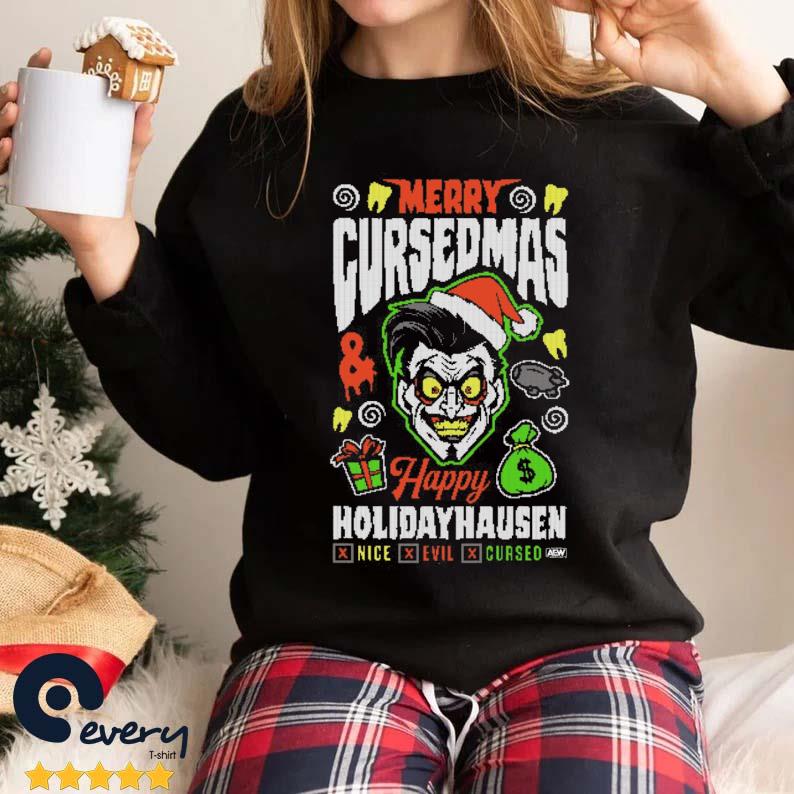 Danhausen Merry Cursedmas Happy Holidayhousen Nice Evil Cursed Christmas Sweater
