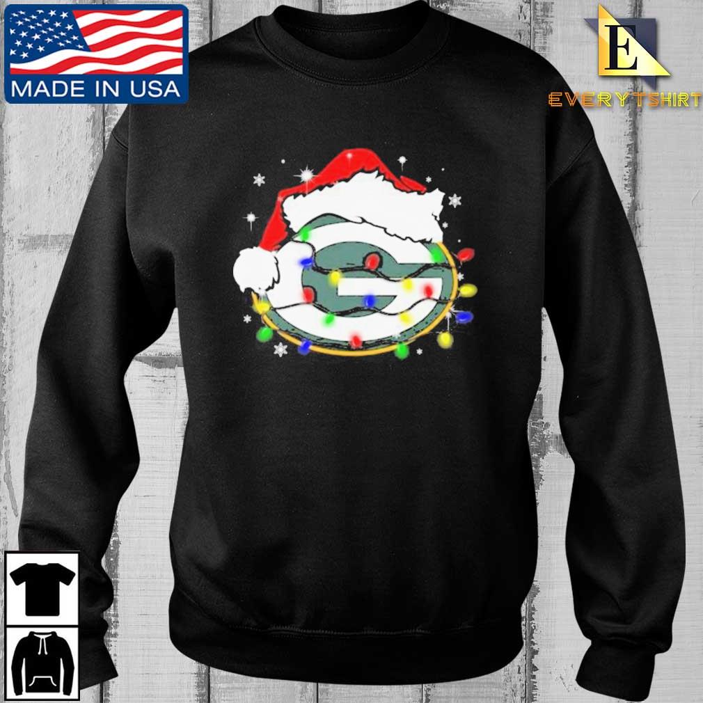 Green Bay Packers Logo Santa Hat Light Christmas Sweater