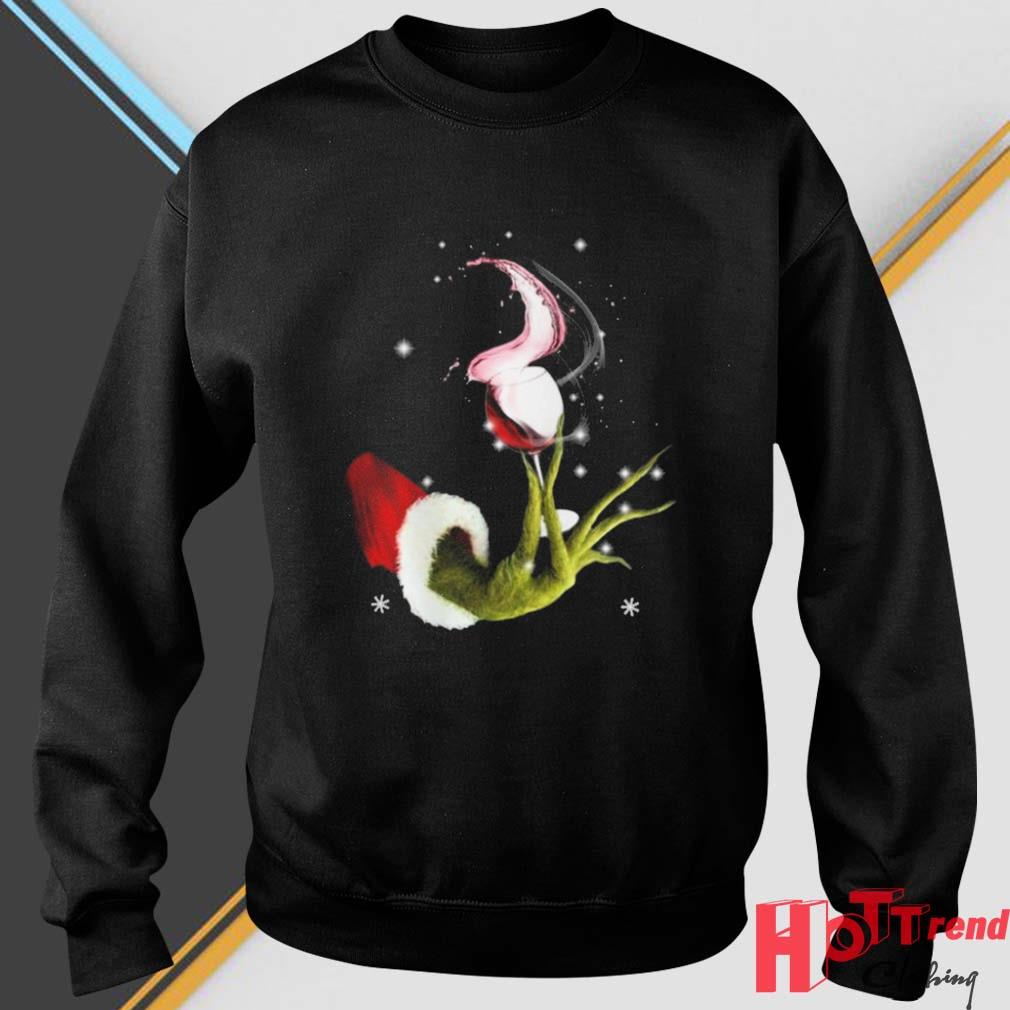 Grinch Hand Holding Glass Of Wine Christmas 2022 Sweater