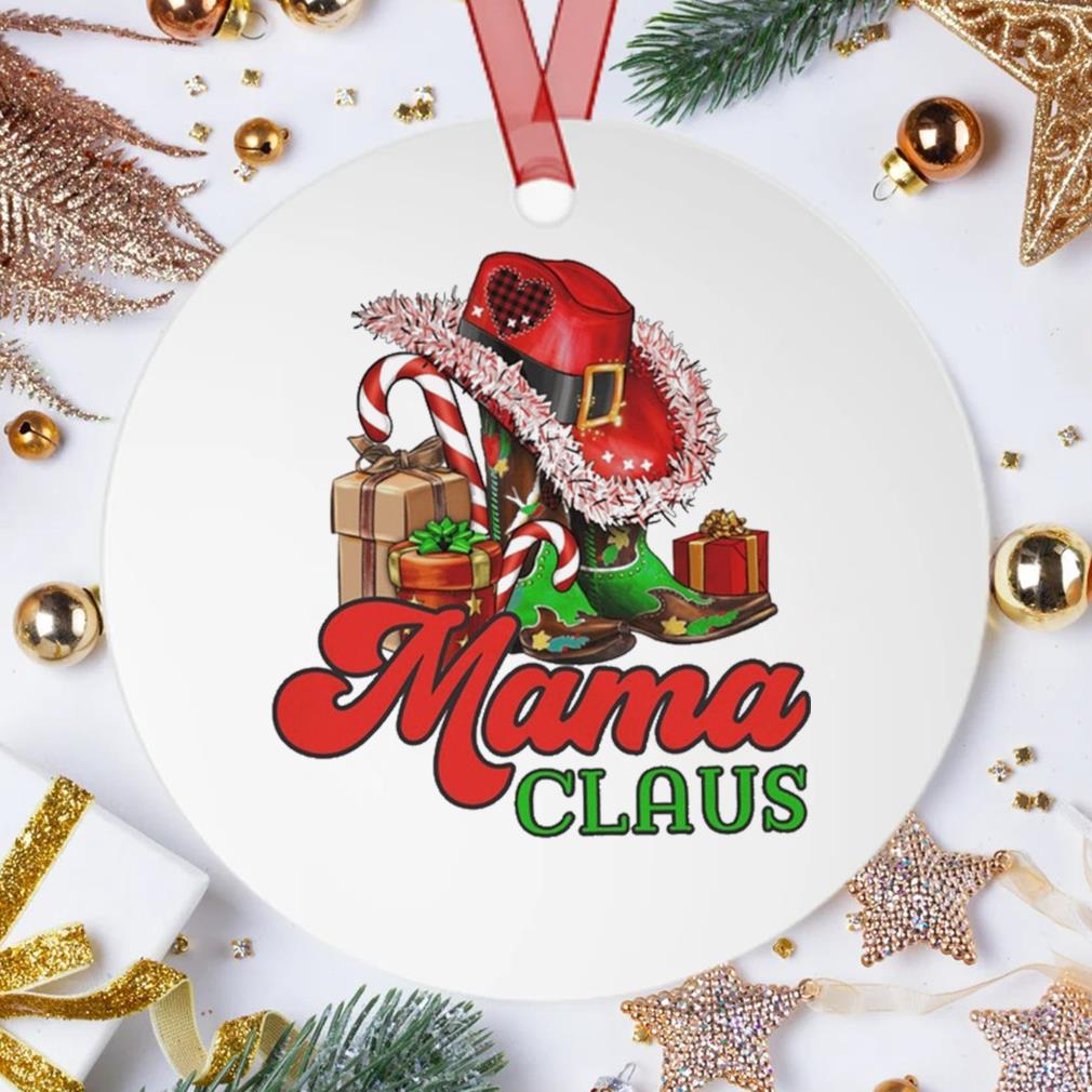 Mama Claus Cowgirl Hat And Boots Lovers Christmas 2022 Ornament