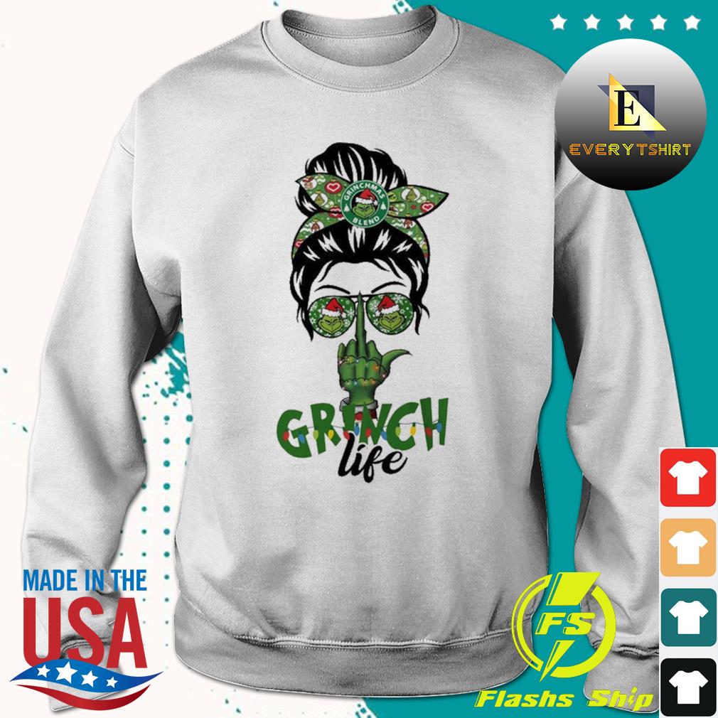 Messy Bun Grinch Life Finger Christmas 2022 Sweater