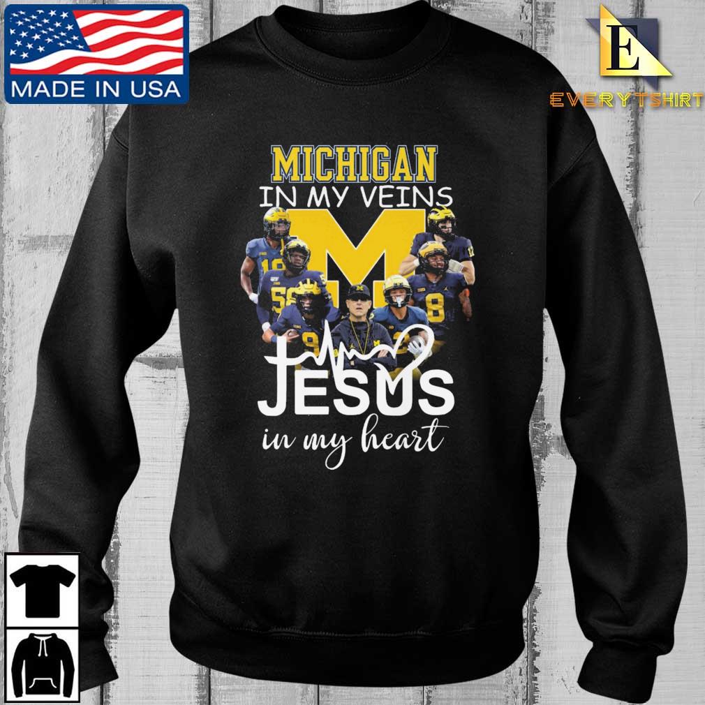 Michigan Wolverines In My Veins Jesus In My Heart shirt