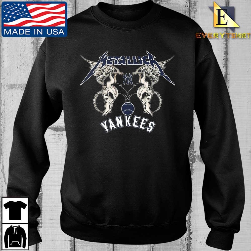 MLB New York Yankees Logo Black Metallica Wings Shirt
