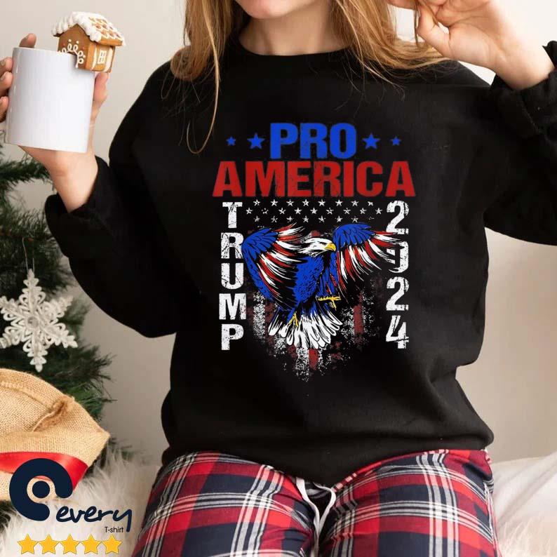 Pro America Donald Trump 2024 Eagle American Flag Shirt