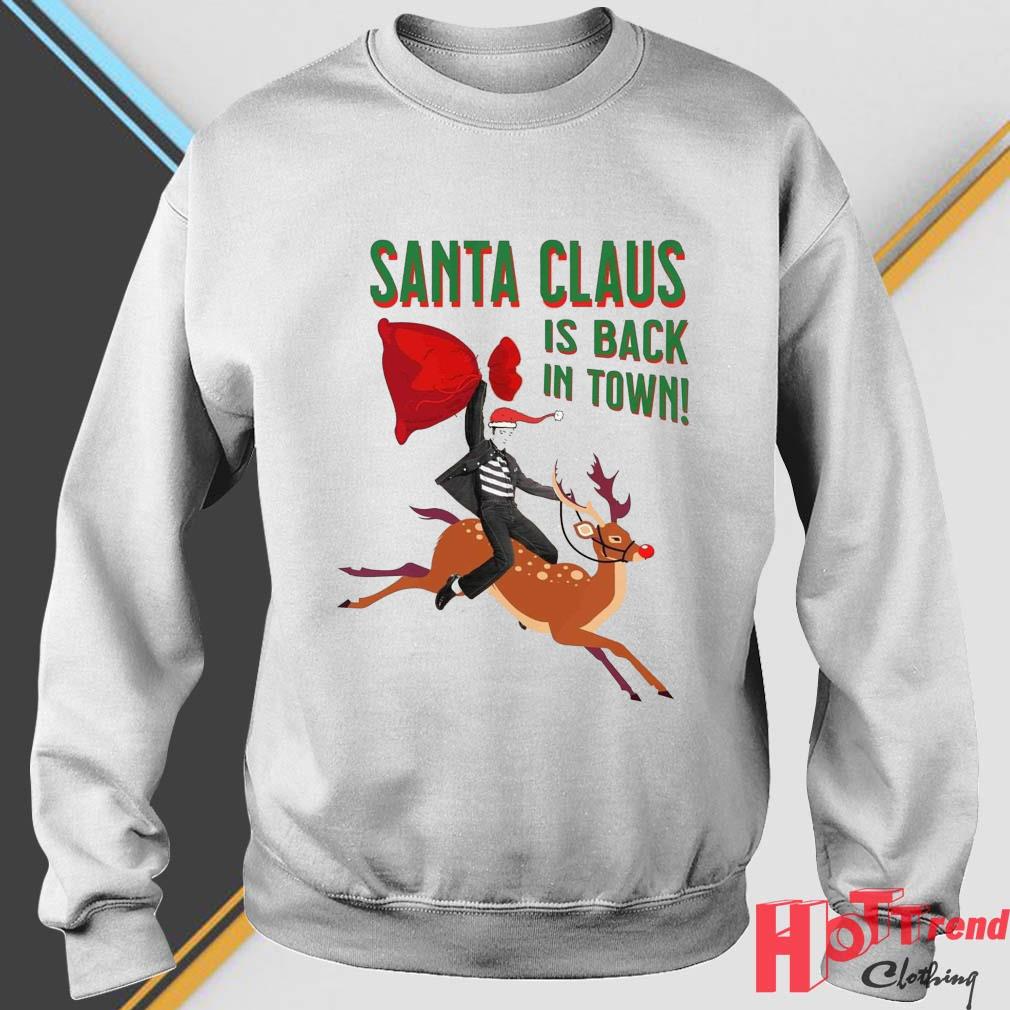 Santa Claus Is Back In Town Elvis Riding Reindeer Christmas Sweater