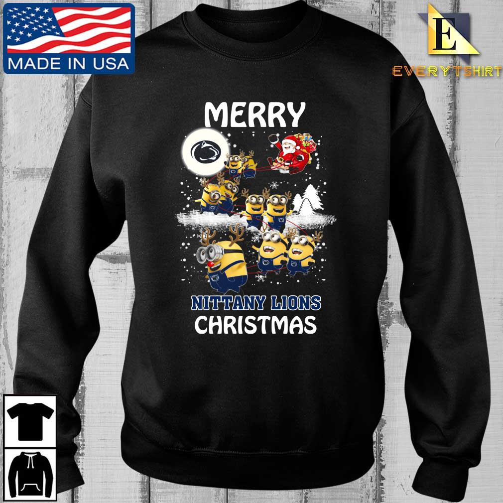 Santa Claus With Sleigh Minion Penn State Nittany Lions Christmas Sweater