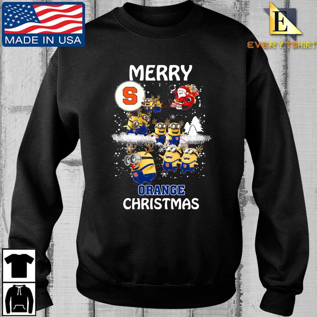 Santa Claus With Sleigh Minions Syracuse Orange Christmas Sweater