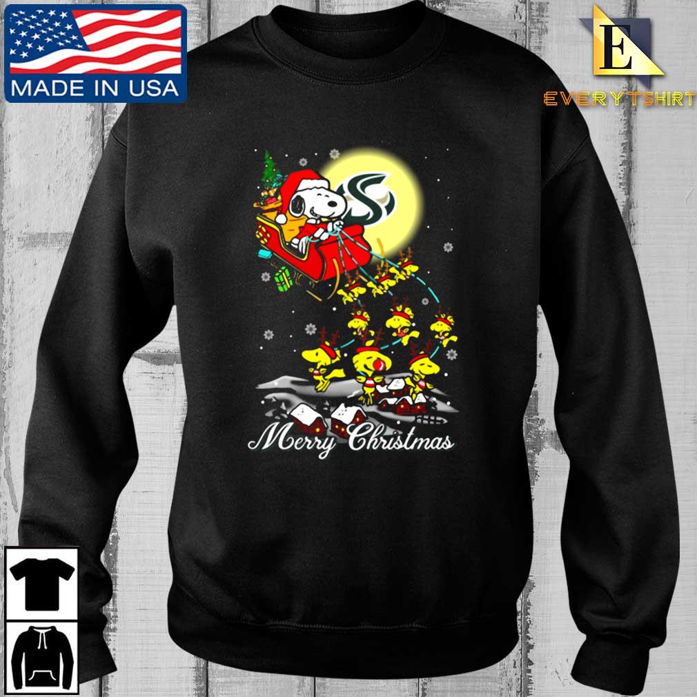 Santa Snoopy And Woodstock Sacramento State Hornets Ugly Christmas Sweaters