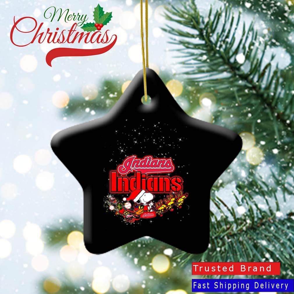 Santa Snoopy Riders Woodstock Merry Christmas Cleveland Indians Ornament