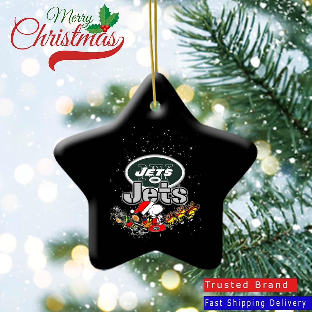 Santa Snoopy Riders Woodstock Merry Christmas New York Jets Ornament