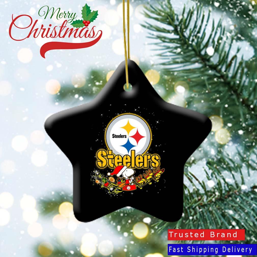 Santa Snoopy Riders Woodstock Merry Christmas Pittsburgh Steelers Ornament