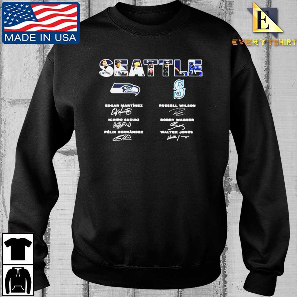 Seattle sport teams Edgar Martinez Russell Wilson Corp Suzuki signatures shirt