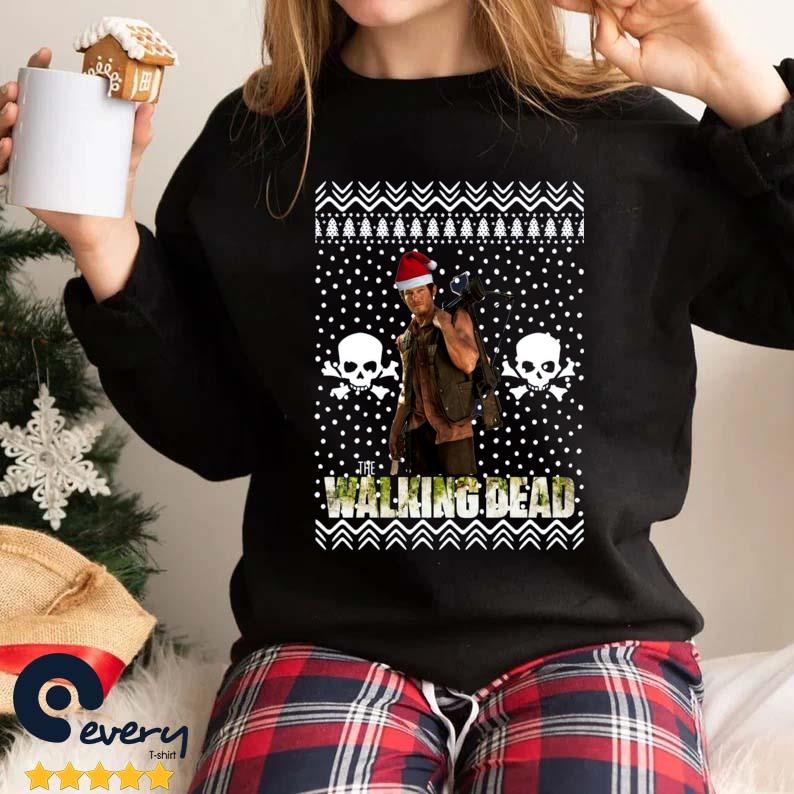 The Walking Dead Daryl Dixon Santa Hat Ugly Christmas Sweater