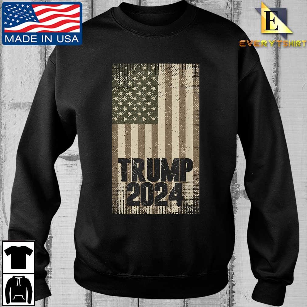 Vintage Trump 2024 American Flag T-Shirt