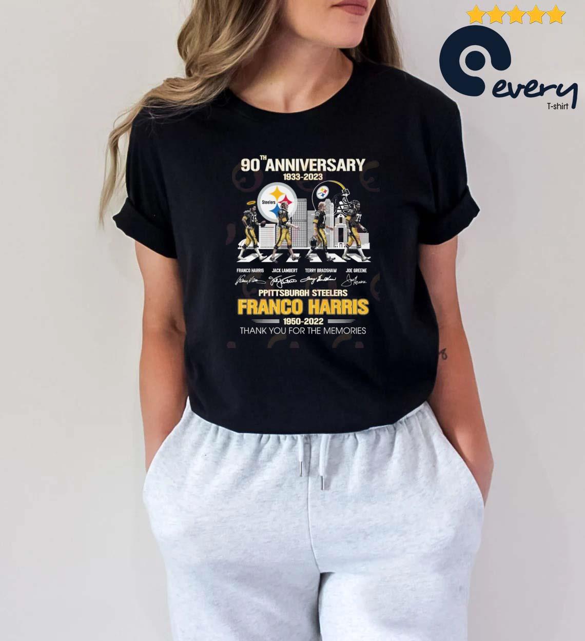 Official 90th Anniversary 1933-2023 Pittsburgh Steelers Rip Franco Harris  1950-2022 Thank You For The Memories Signatures T-shirt, hoodie, sweater,  long sleeve and tank top