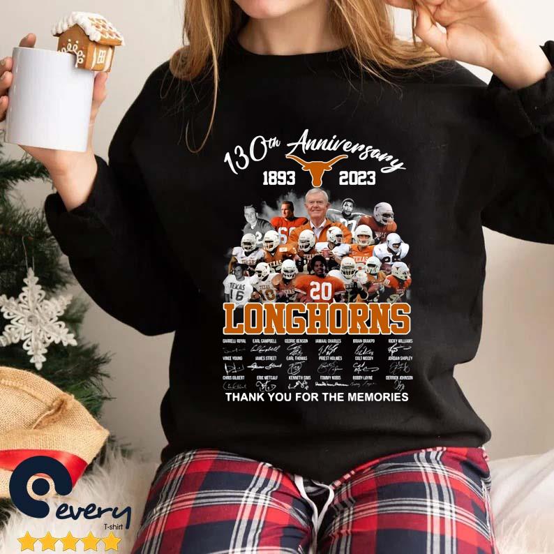 130th Anniversary 1893 2023 Texas Longhorns Signatures Thank You For The Memories Shirt