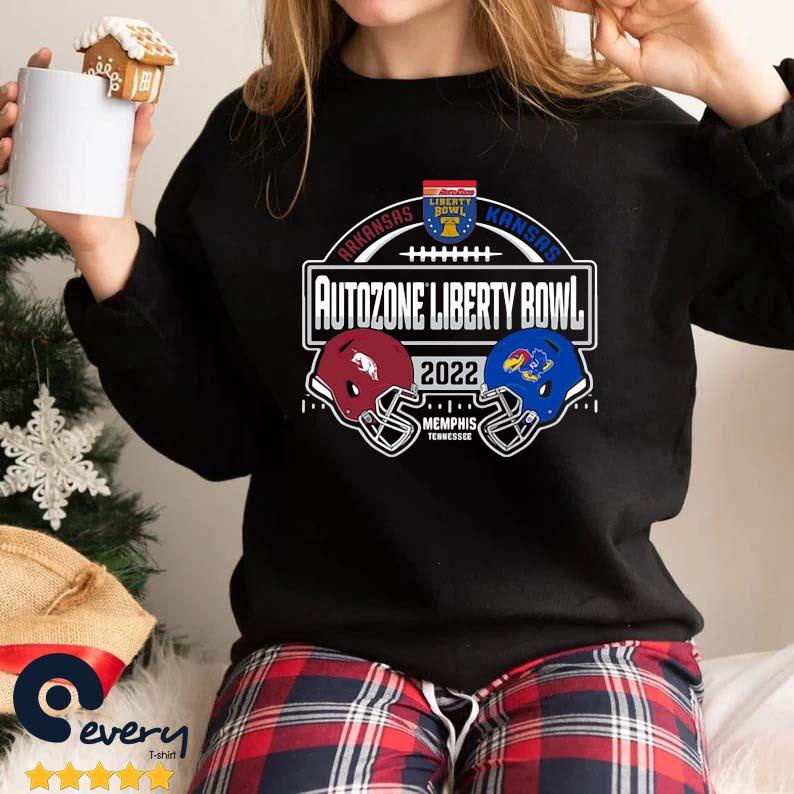 Arkansas Razorbacks vs. Kansas Jayhawks 2022 Autozone Liberty Bowl Matchup Shirt