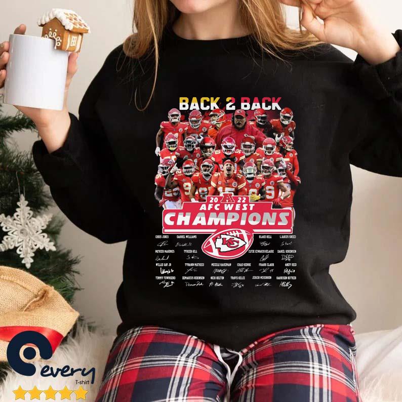 Official Kansas City Chiefs Back 2 Back 2022 AFC West Champions Signatures  shirt, hoodie, sweater, long sleeve and tank top