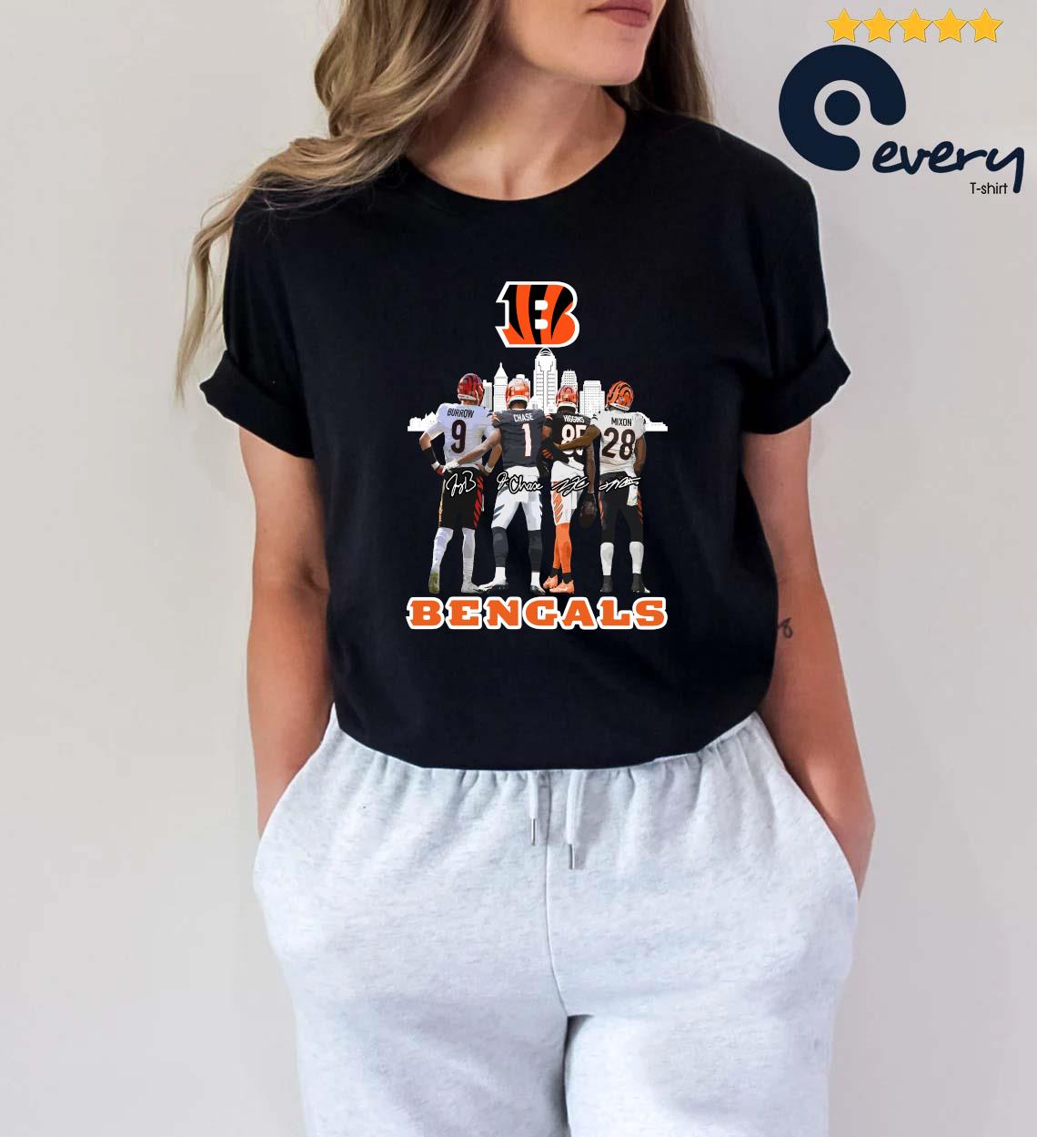 Cincinnati Bengals City Joe Burrow Ja'marr Chase Tee Higgins And Joe Mixon  Signatures 2022 Men's Shirt