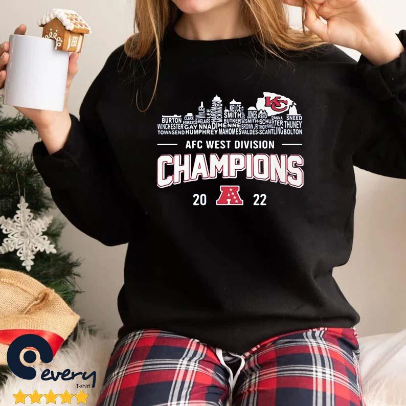 Kansas City Chiefs Player Name Skyline Afc West Division Champions 2022  shirt, hoodie, sweater and long sleeve