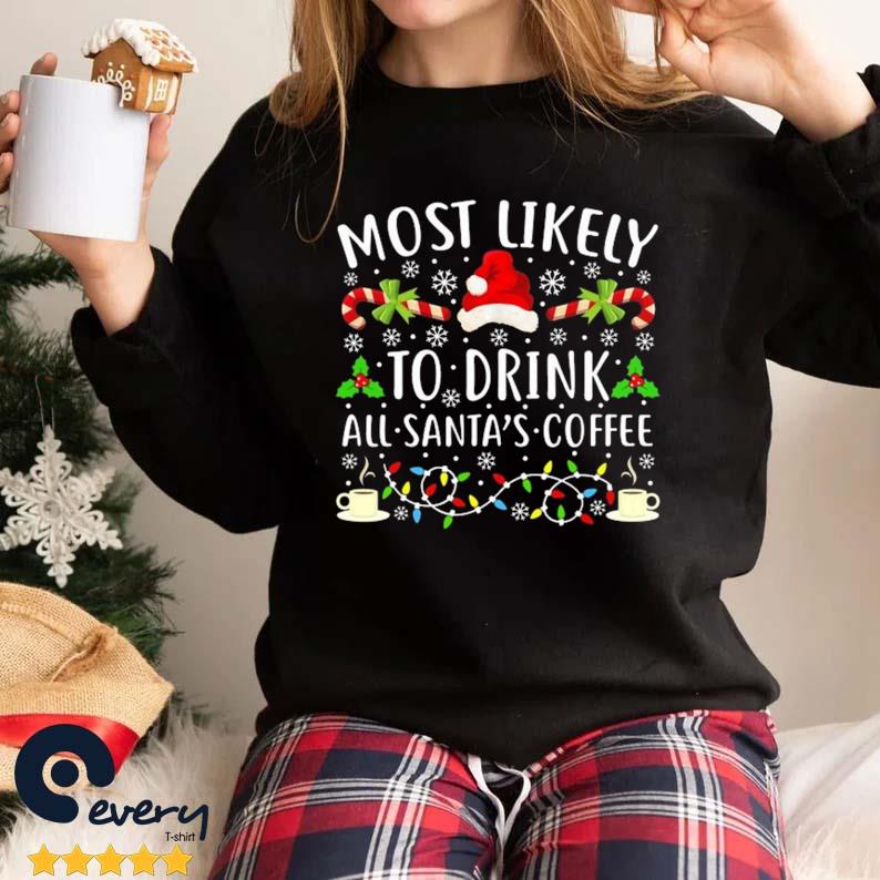 Most Likely To Eat Santa's Coffee Christmas Lights Sweater