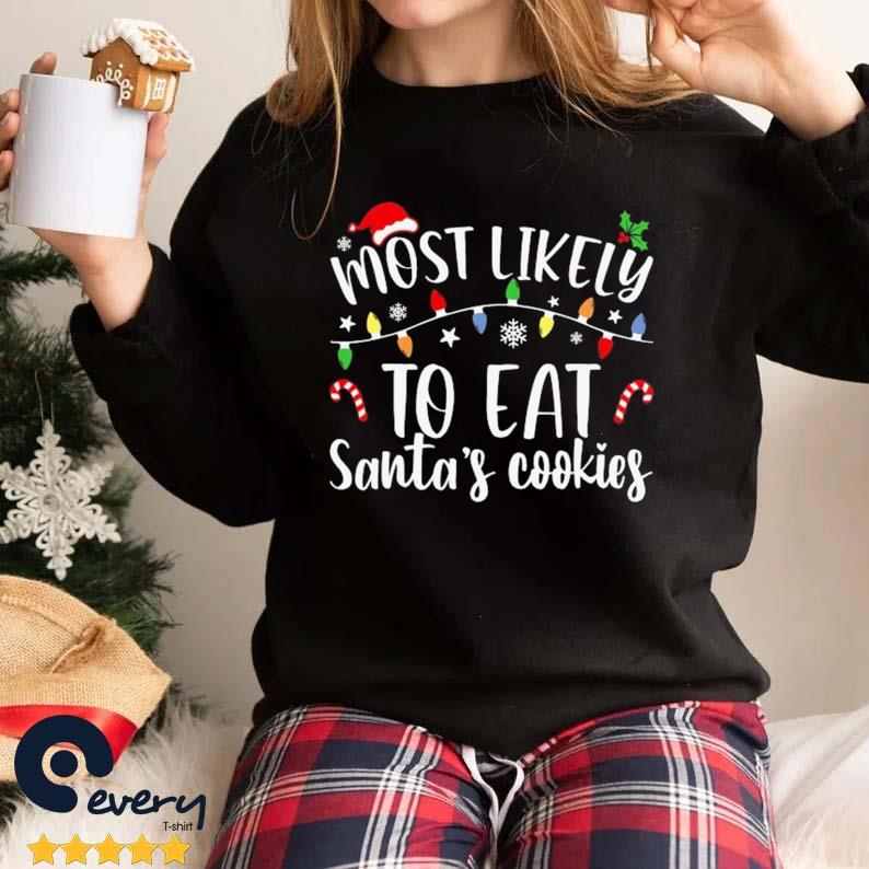 Most Likely To Eat Santa's Cookies Christmas Lights Sweater