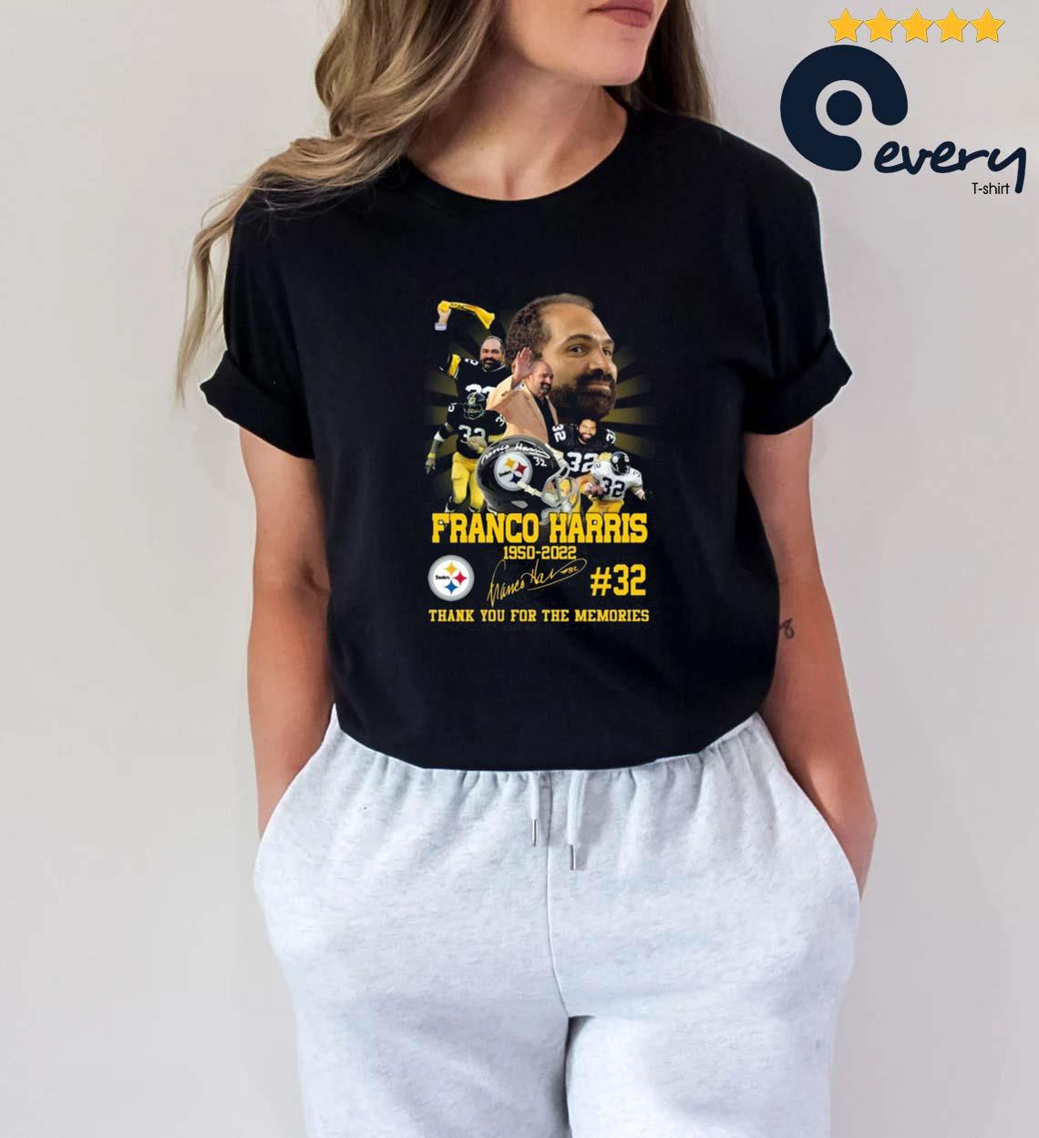 Official Franco Harris 1950-2022 thank you for the memories signature  shirt, hoodie, sweater, long sleeve and tank top