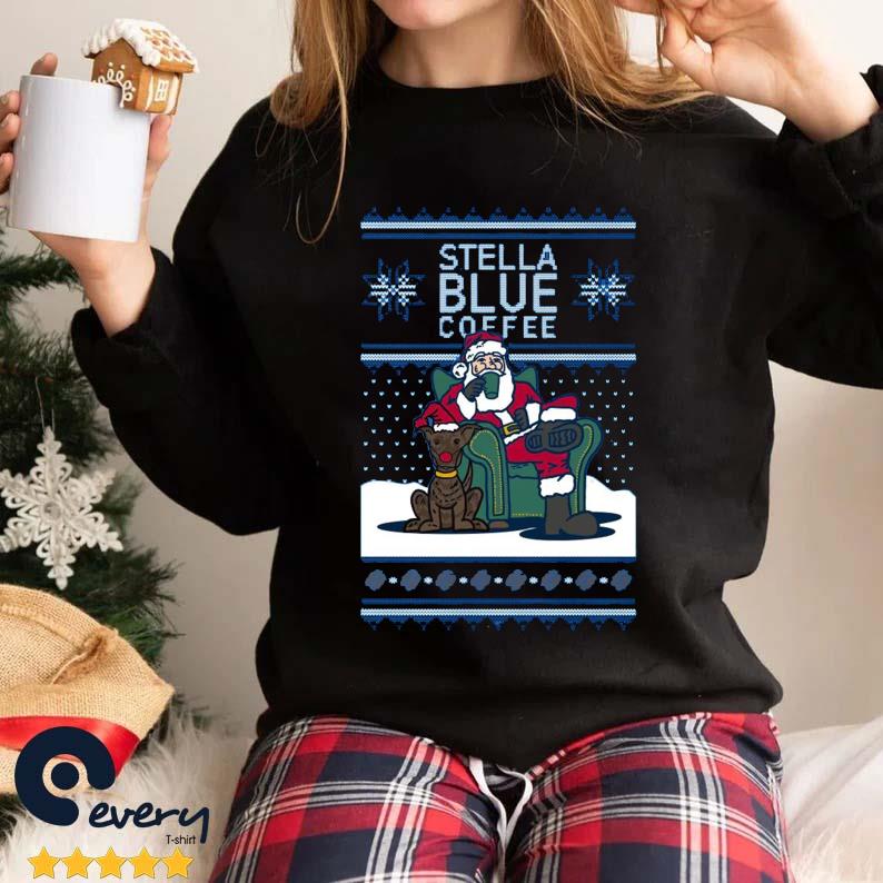 Santa Stella Bule Coffee Ugly Christmas Sweater