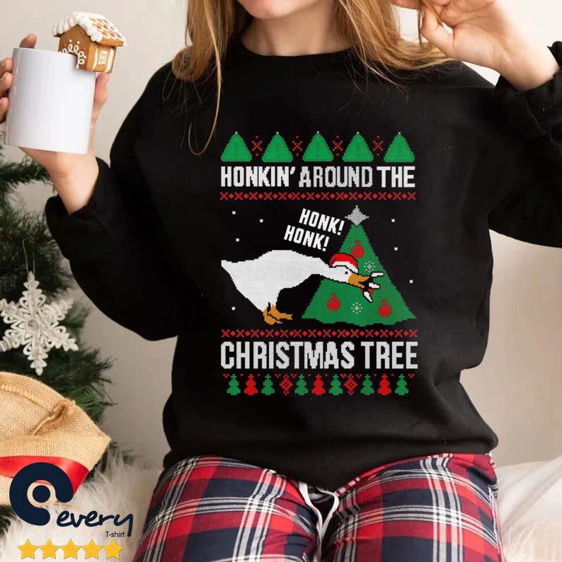 Silly Goose Honkin' Around The Christmas Tree Ugly Sweater
