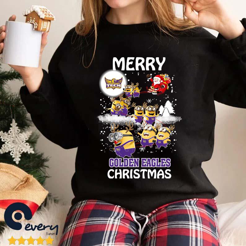 Tennessee Tech Golden Eagles Minion Ugly Christmas Santa Claus With Sleigh 2022 Sweater