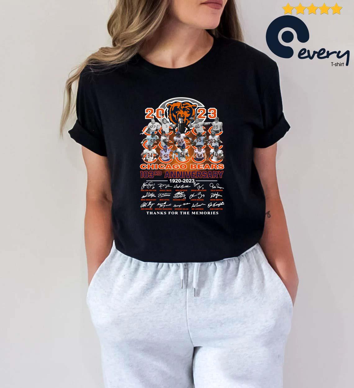 The Chicago Bears 103rd anniversary 1920 2023 thank you for the memories  signatures Chicago Bears shirt, hoodie, sweater, long sleeve and tank top