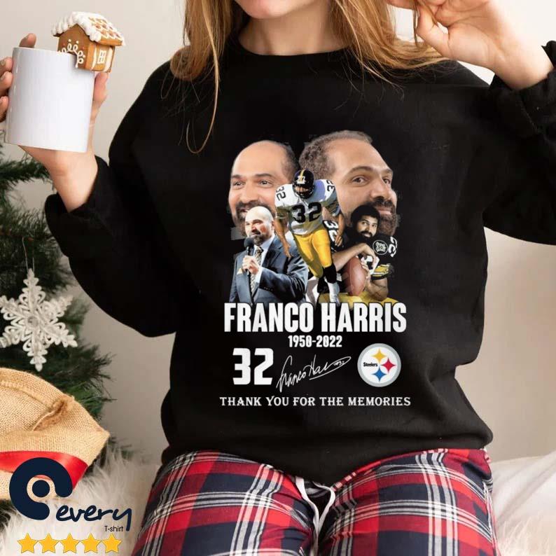 Pittsburgh steelers 32 Franco Harris 1950 2022 thank you for the memories  signature t-shirt, hoodie, sweater, long sleeve and tank top