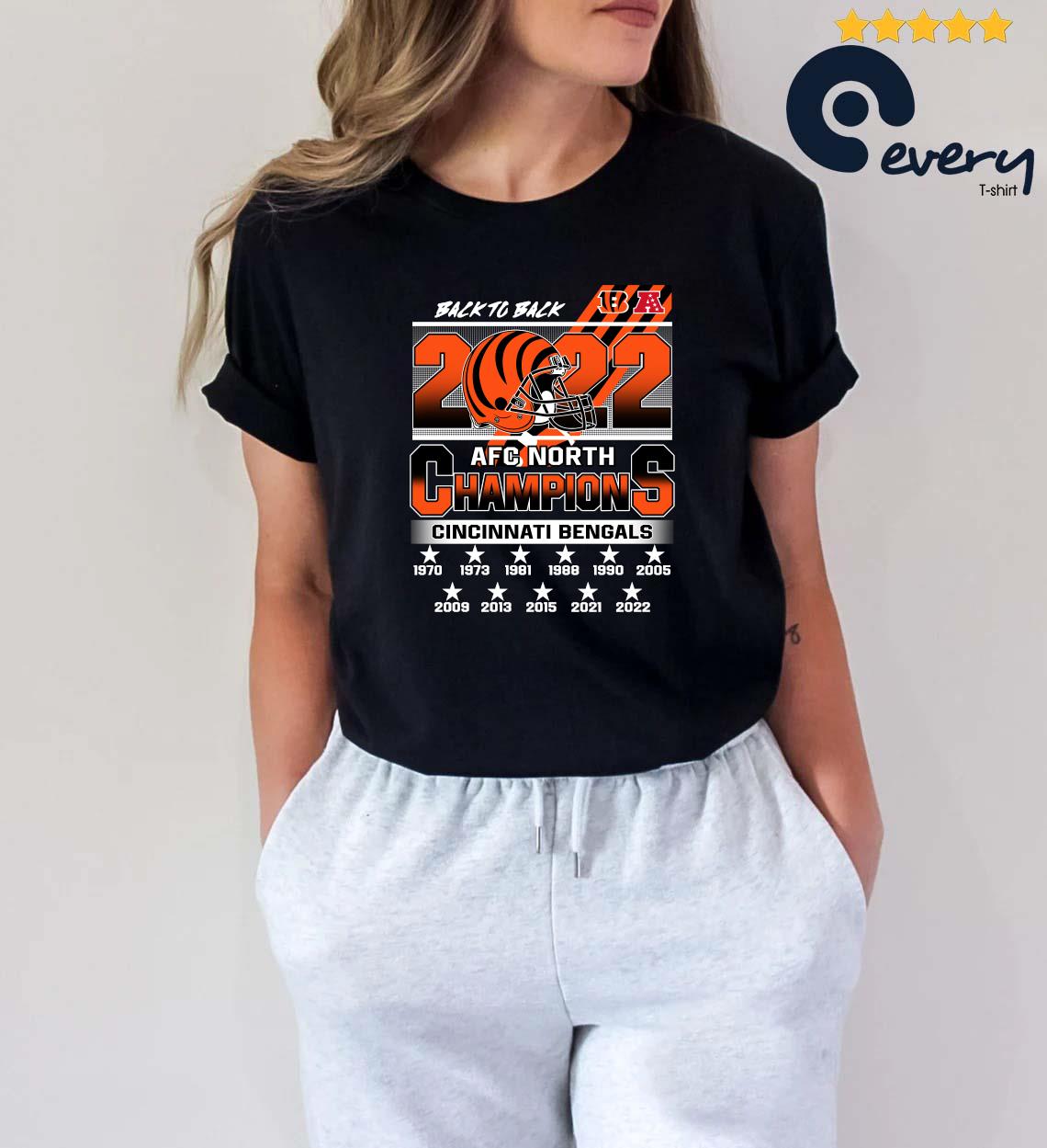 Cincinnati Bengals AFC North back 2 back champions 2021 2022 shirt, hoodie,  sweater and v-neck t-shirt