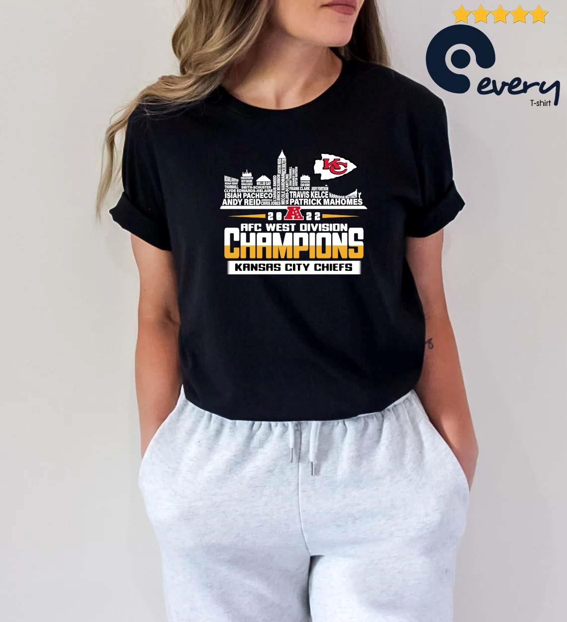 2023 Official Kansas City Chiefs 2022 AFC West Division Champions Players Name Skyline Men's Shirt