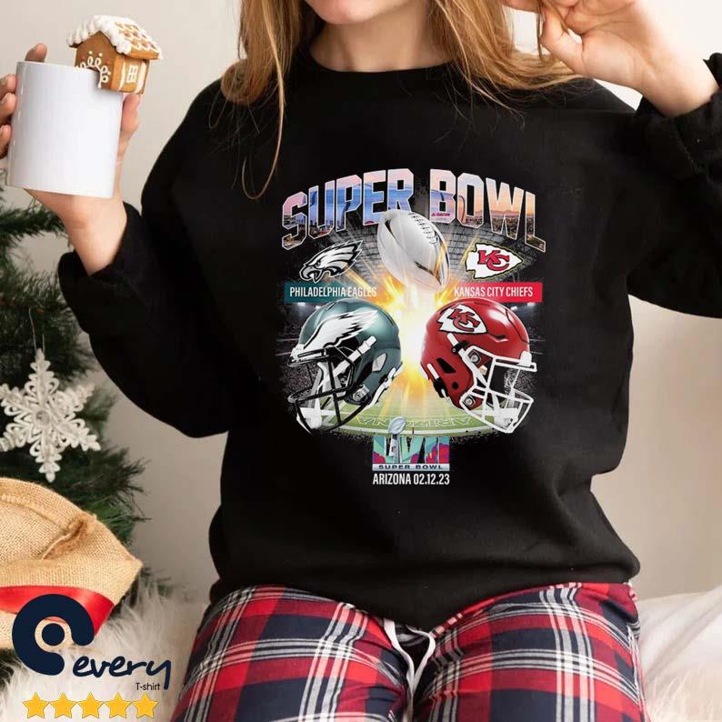 Cheap NFL Super Bowl 2023 Between Philadelphia Eagles And Kansas City  Chiefs Crewneck T Shirt - Wiseabe Apparels