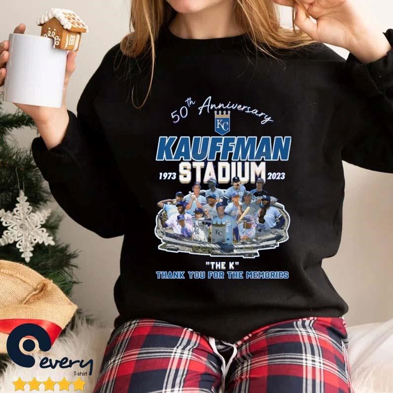 Official 50th Anniversary 1973 – 2023 Kauffman Stadium The K Thank You For The Memories Signature 2023 Shirt