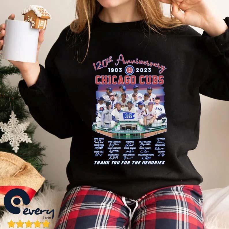 Original 120th Anniversary 1903 -2023 Chicago Cubs Thank You For The Memories Signatures Shirt